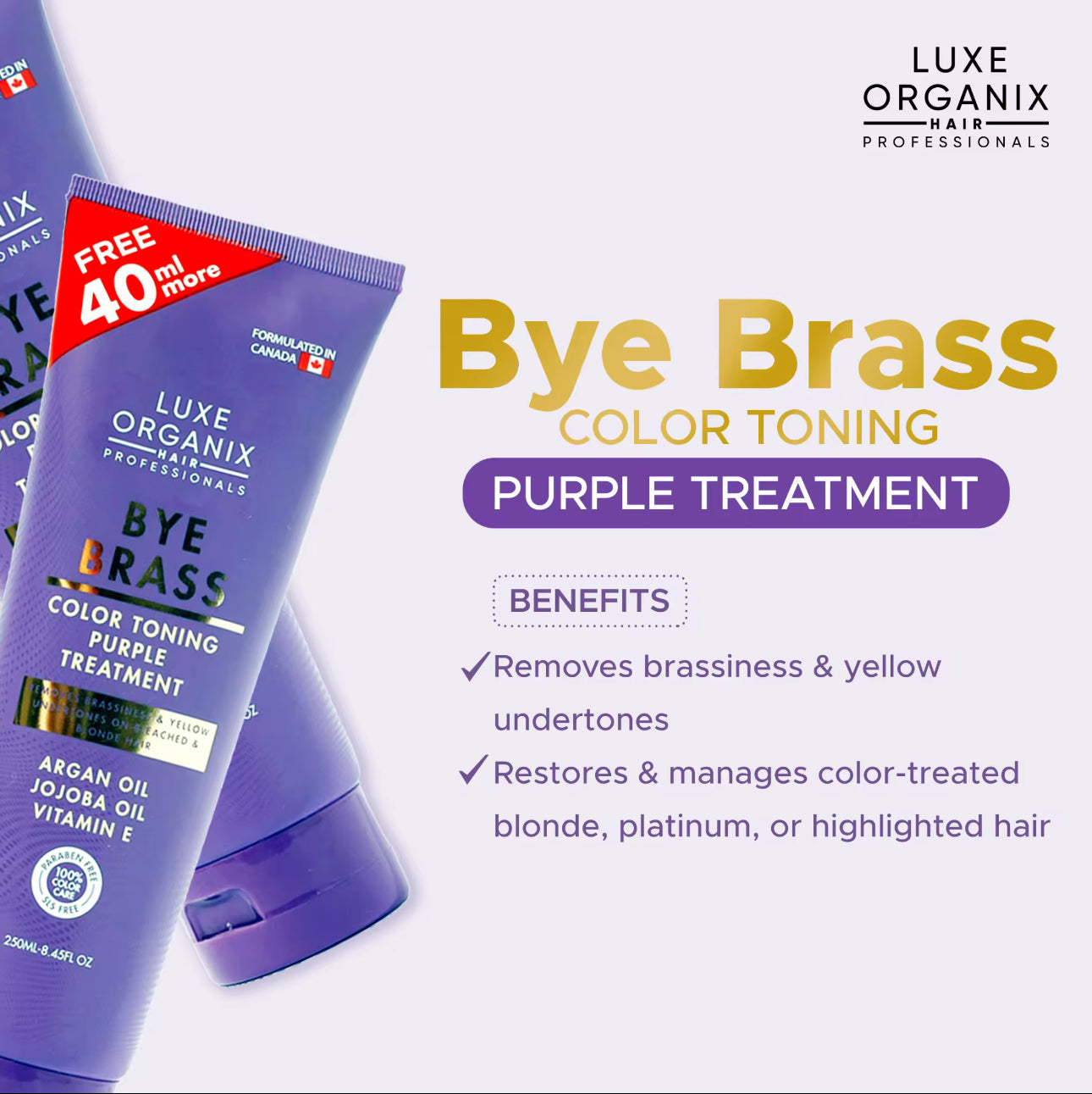 Luxe Organix Bye Brass Purple Conditioner 250ml