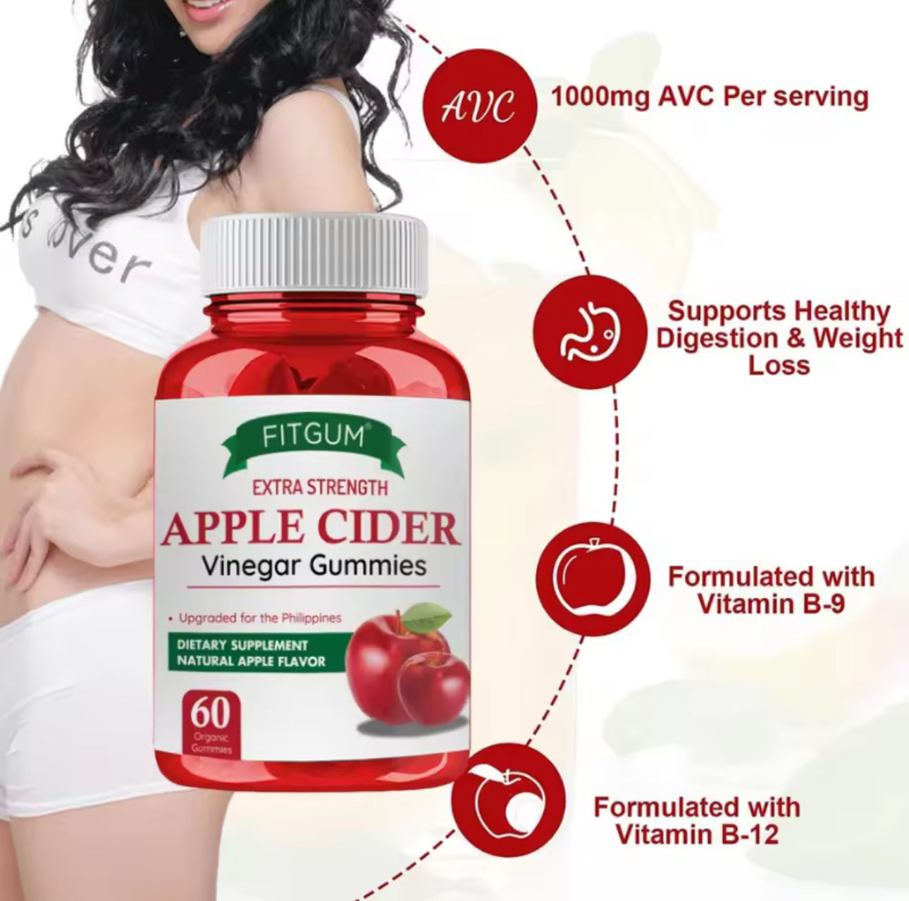 Fitgum Apple Cider Vinegar |GUMMIES Glutathione | 60 gummies