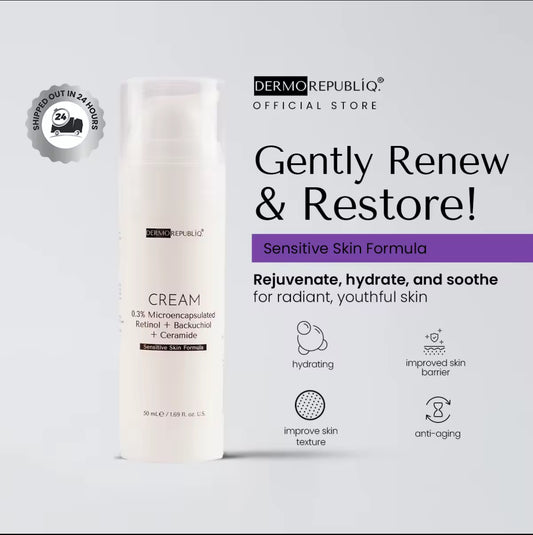 Dermorepubliq 0.3% Microencapsulated Retinol + Backuchiol + Ceramide NP Face Cream