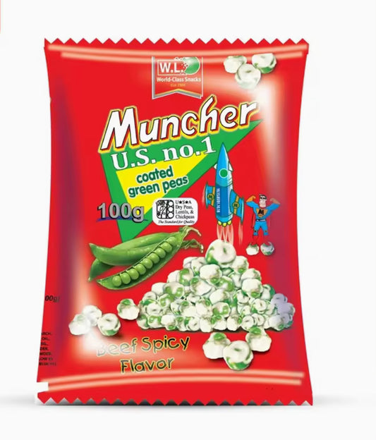 Muncher Green Peas Coated |100g | beef spicy