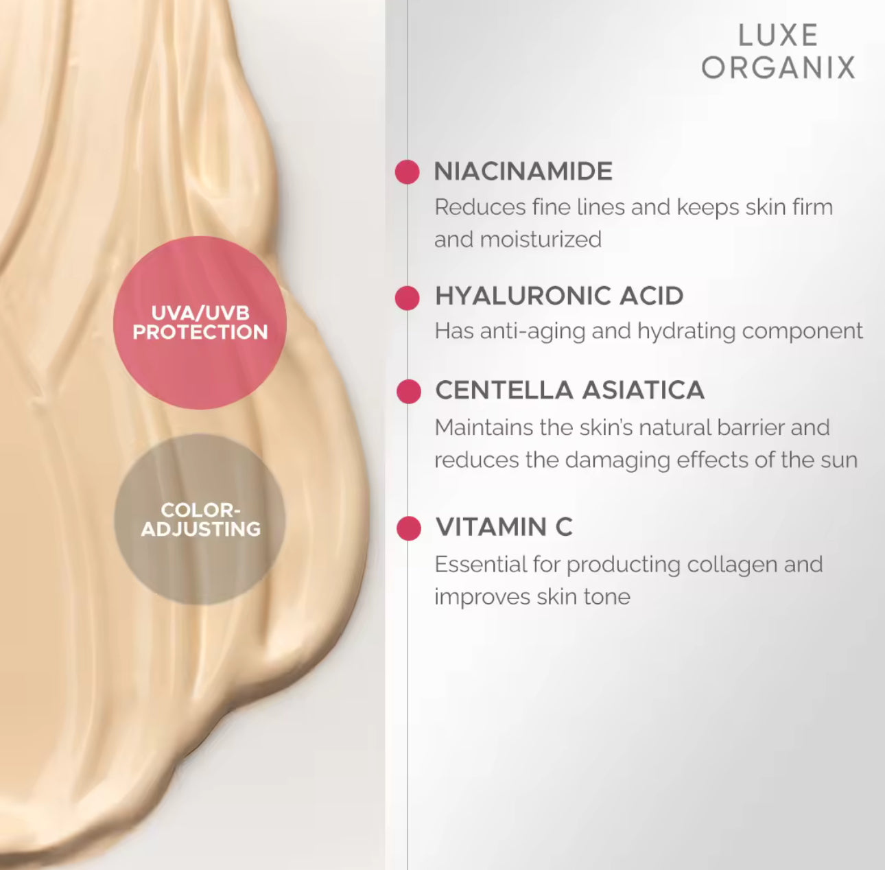 Luxe Organix High Protection Perfecting UV Tint Serum Sunscreen SPF 50 PA +++ 40g