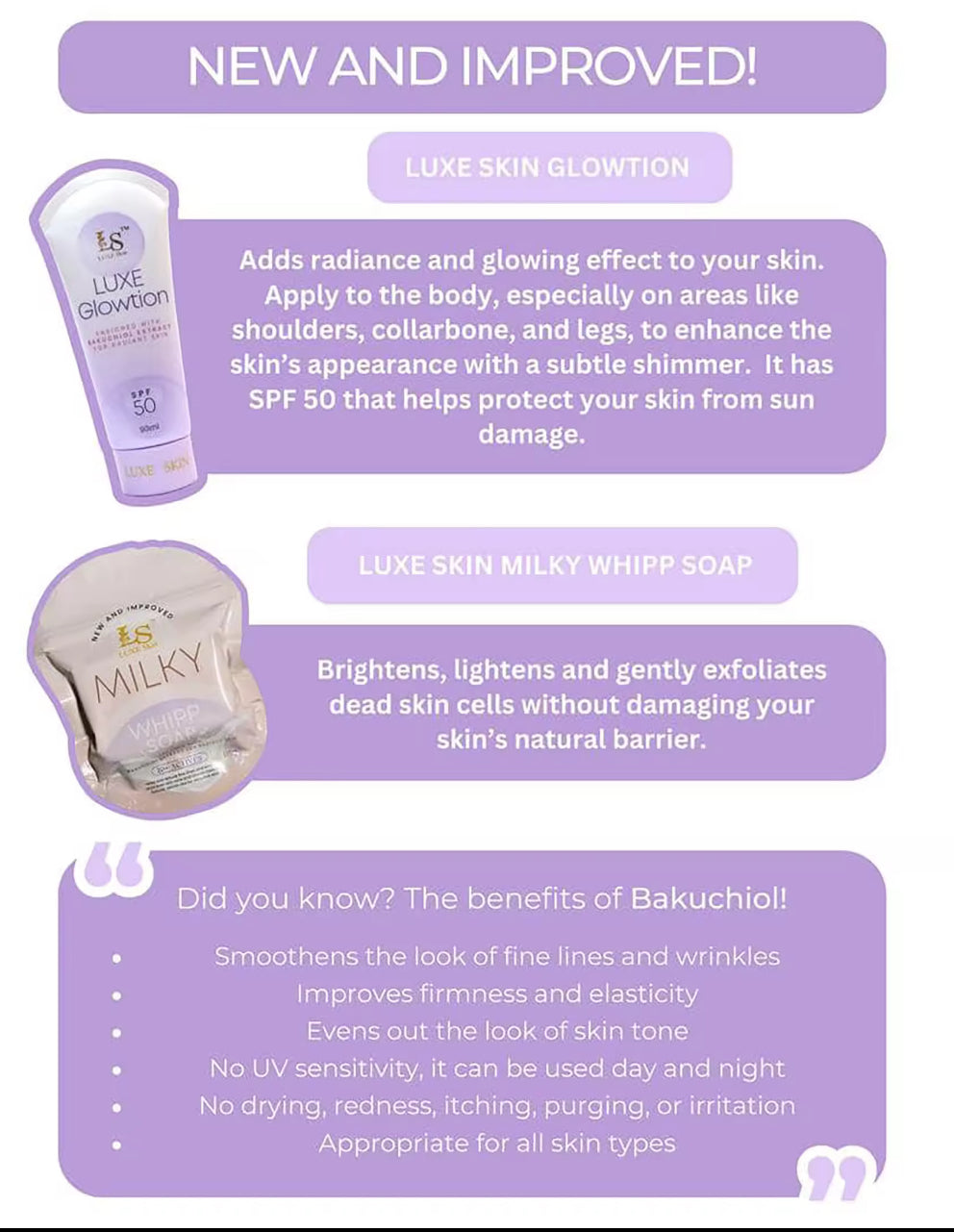Luxe Skin Glowtion WHITENING LOTION with Bakuchiol Extract for radiant skin 90ml