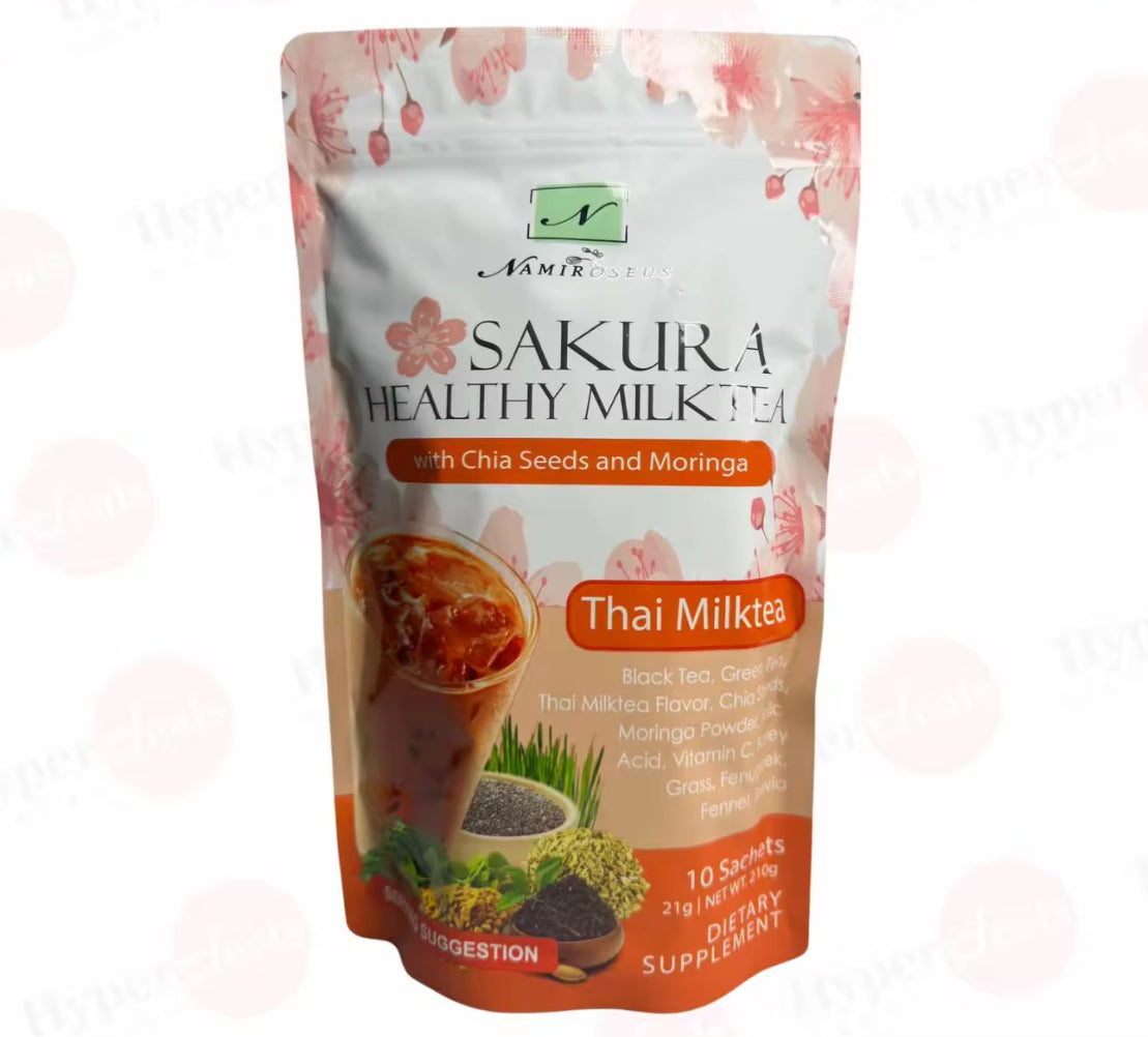 Sakura Healthy Milktea with Chai Seeds and Moringa Powdered Drink 10 sachets ( Namiroseus)