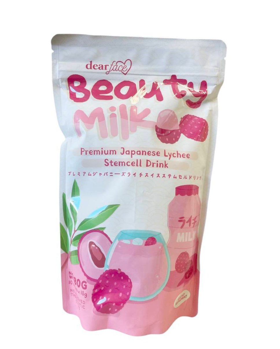 Dear Face Beauty Milk Premium Japanese Lychee Swiss Stemcell Drink (18g x 10 sachets)