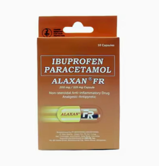 Alaxan FR Ibuprofen Paracetamol 200mg/325mg 10 Capsules