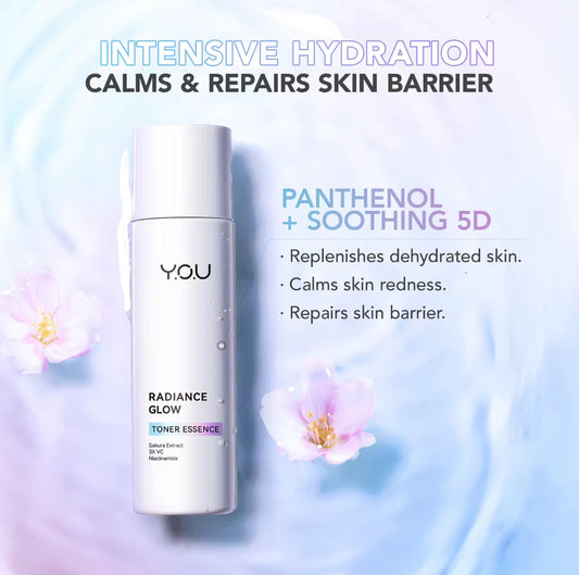 Y.O.U Radiance Glow Toner Essence | Sakura Extract Vitamin C | Hydrates | Reduce Skin Dullness 100ml