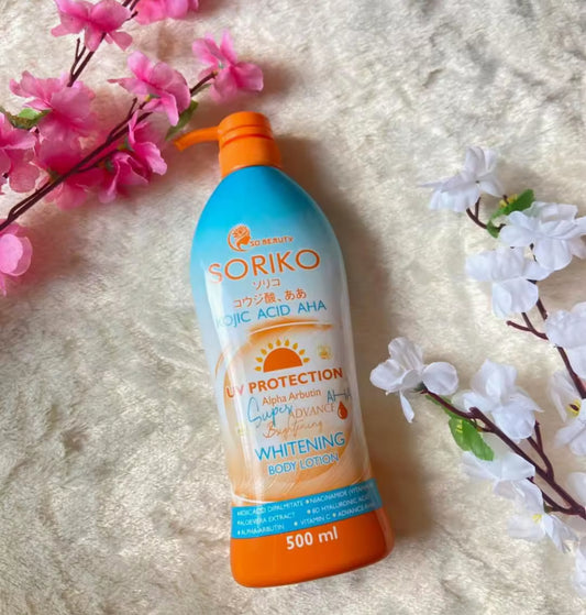 SORIKO Kojic Acid AHA Whitening Lotion | UV Protection SPF 50++ 500ml