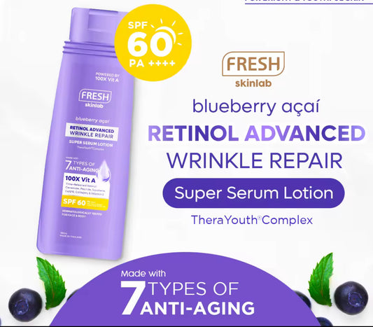 FRESH Skinlab Blueberry Acai Retinol Advance Wrinkle Repair Super Serum Lotion SPF 60 180ml