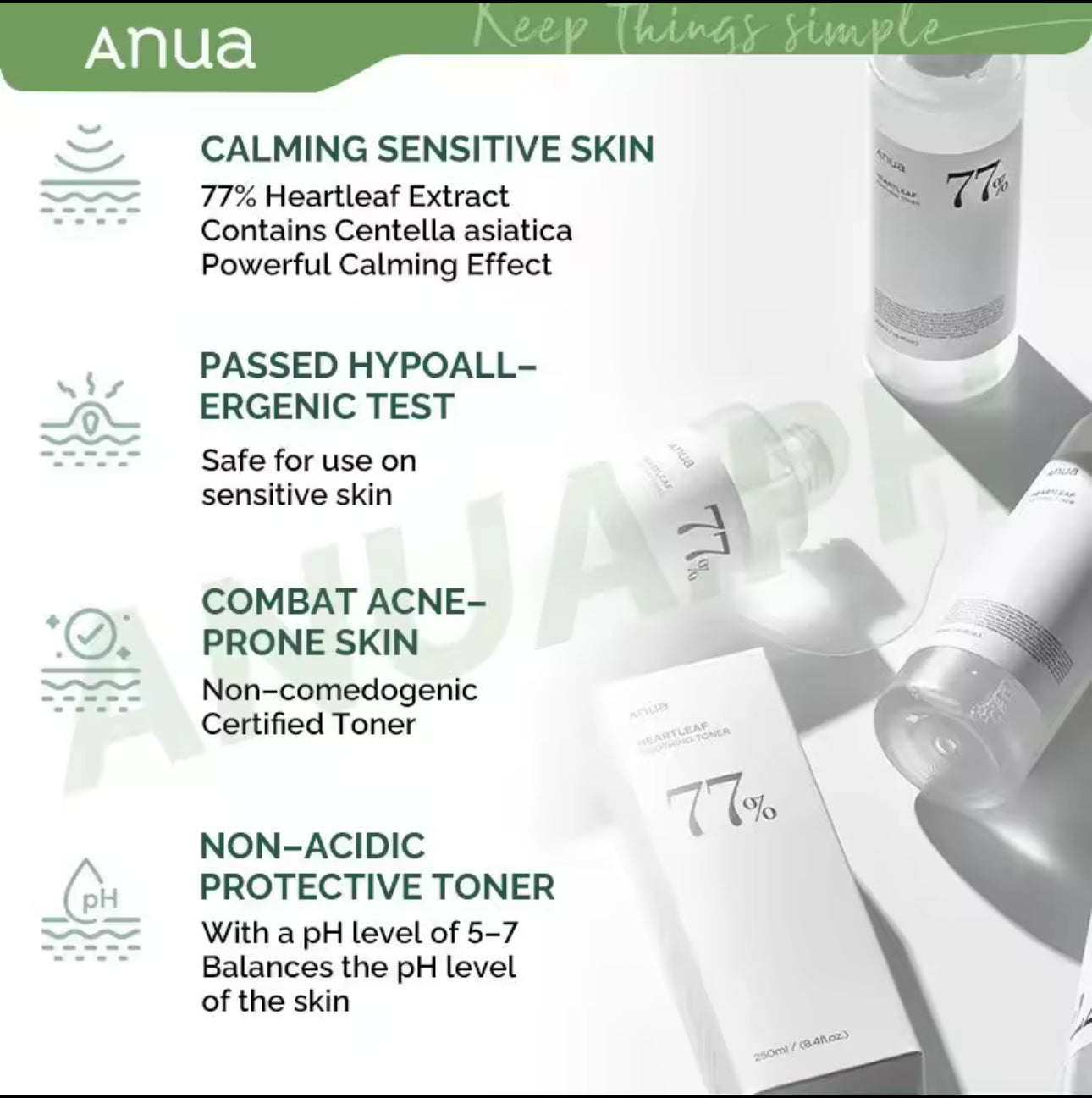 Anua Heartleaf 77% Toner Soothing Toner For Face Oil Control Acne Remover Pore Minimizer 250ML