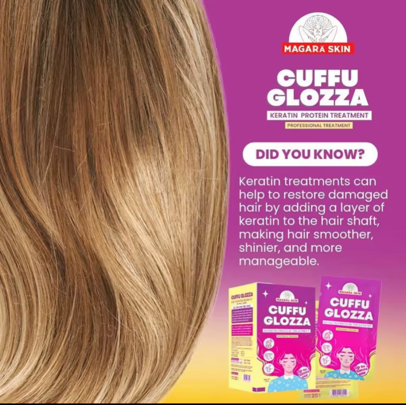 Cuffu Glozza Sachet Keratin Protein Hair Treatment | Magara Skin | 1box= 5pcs
