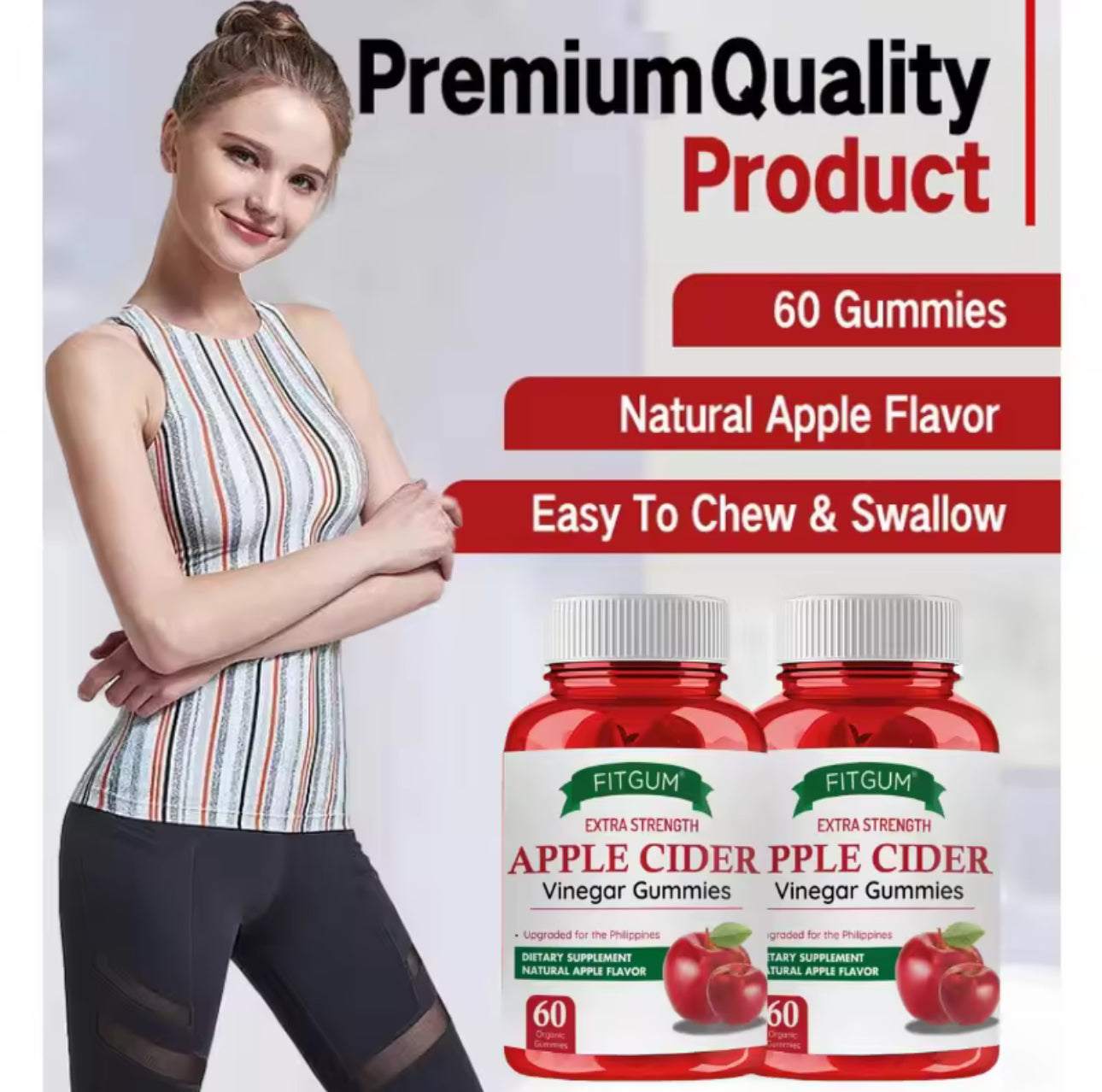 Fitgum Apple Cider Vinegar |GUMMIES Glutathione | 60 gummies