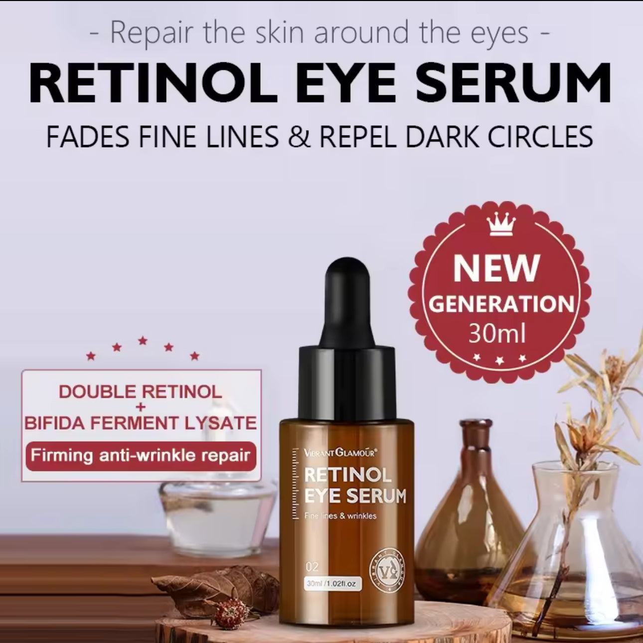 VIBRANT GLAMOUR FDA Retinol Eye Serum Anti Wrinkle 30ml