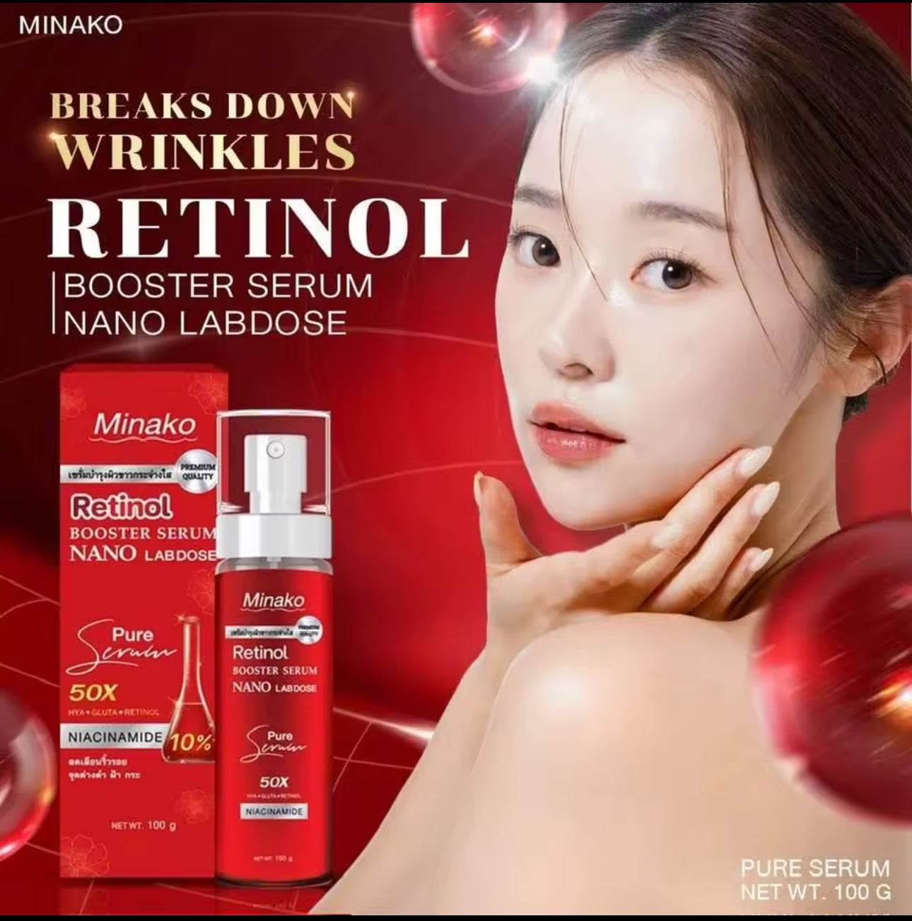 Minako Booster Serum with Hya, Glutathione and Niacinamide Serum
