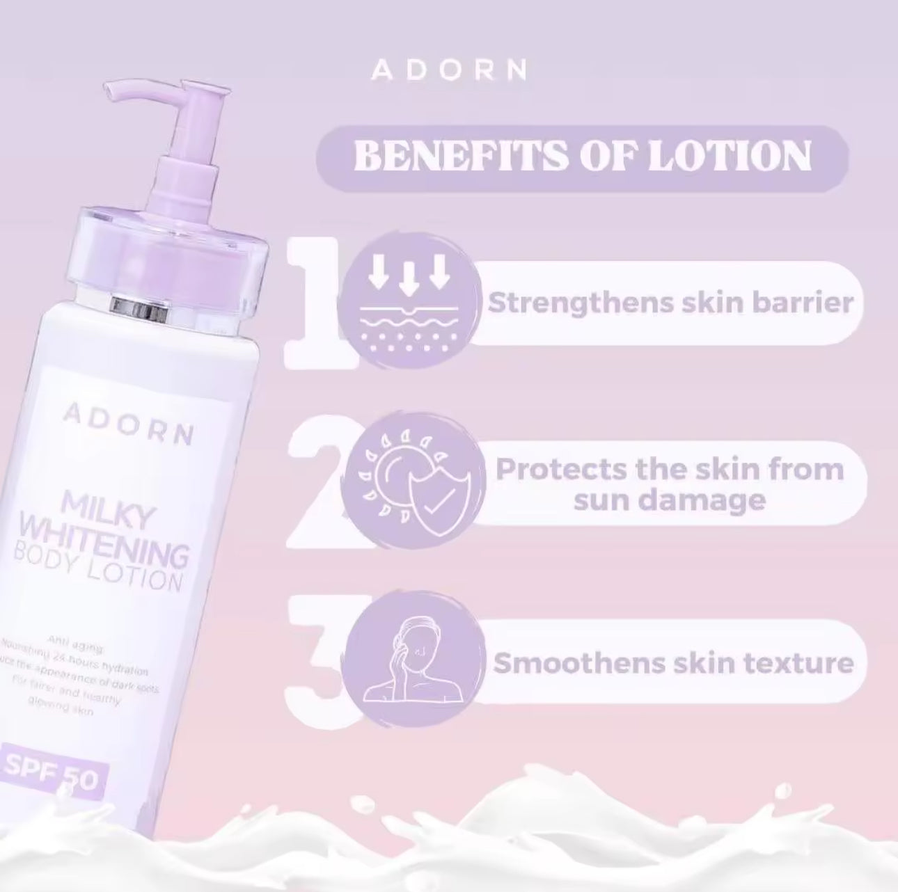 ADORN MILKY WHITENING BODY LOTION 200ml SPF 50