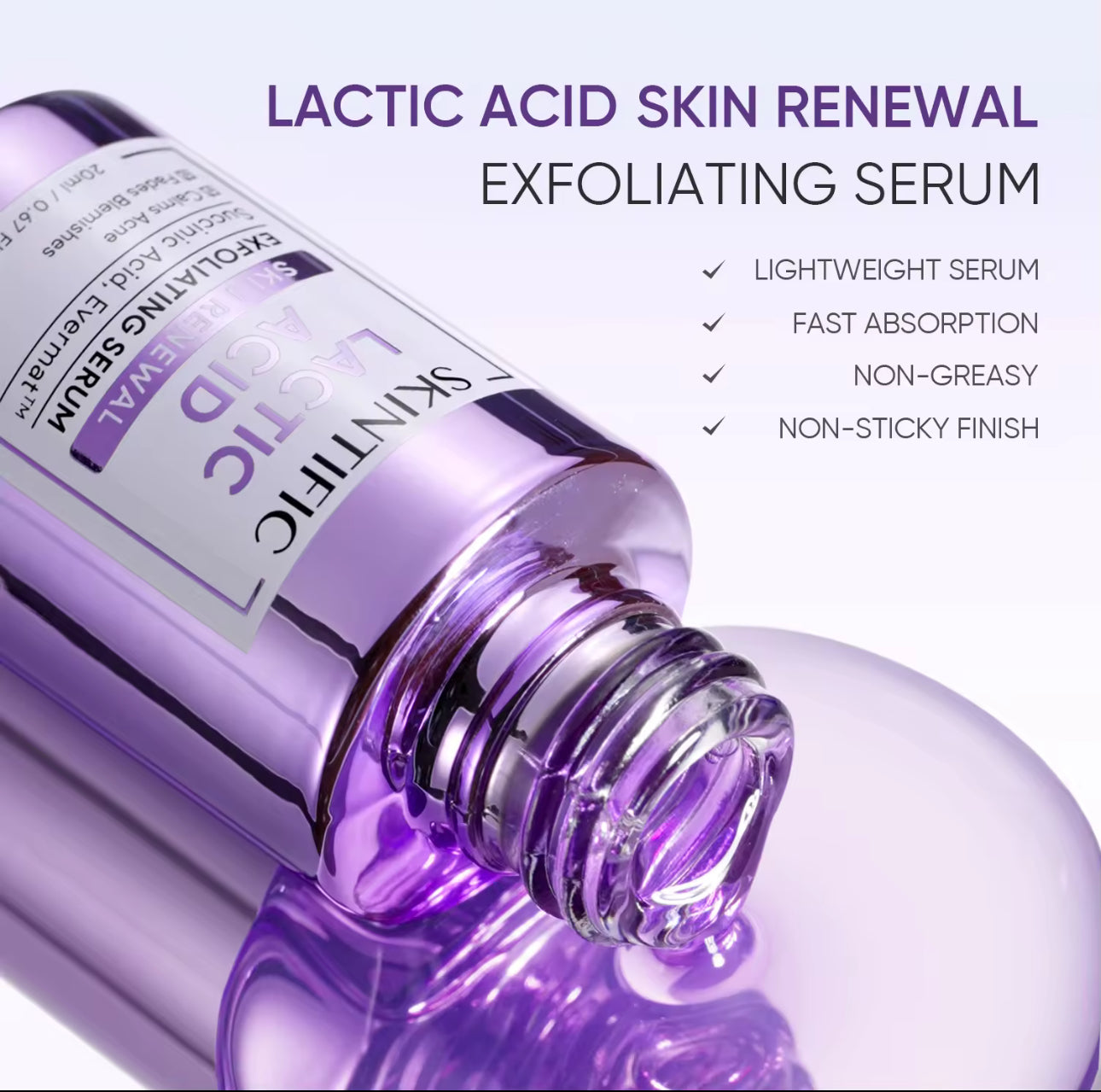 SKINTIFIC Lactic Acid Skin Renewal Exfoliating Anti Acne&Pores Serum 20ml Skin care