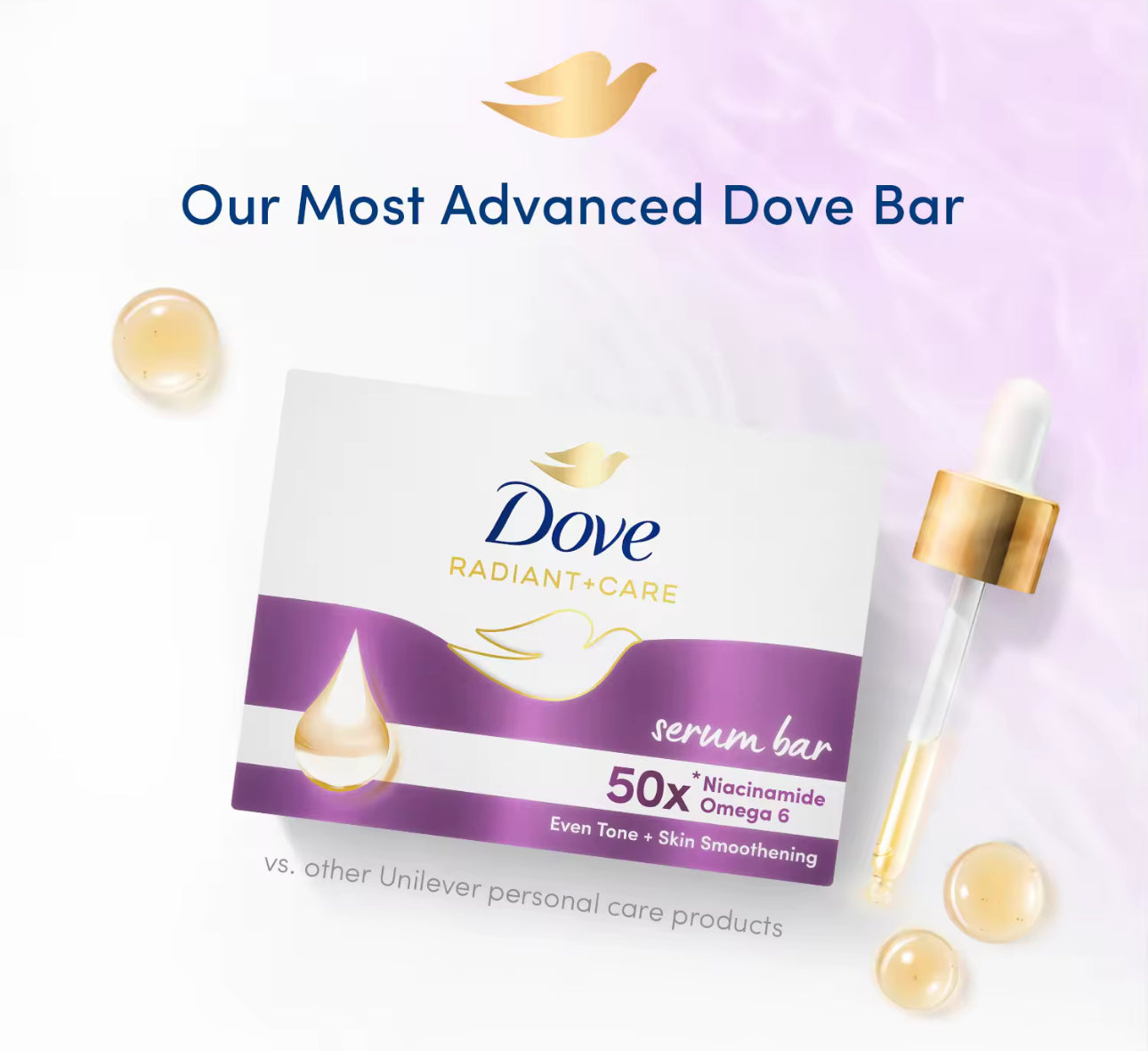 Dove Radiant + Care Serum Bar 50x Niacinamide and Omega 6 90gx3pcs