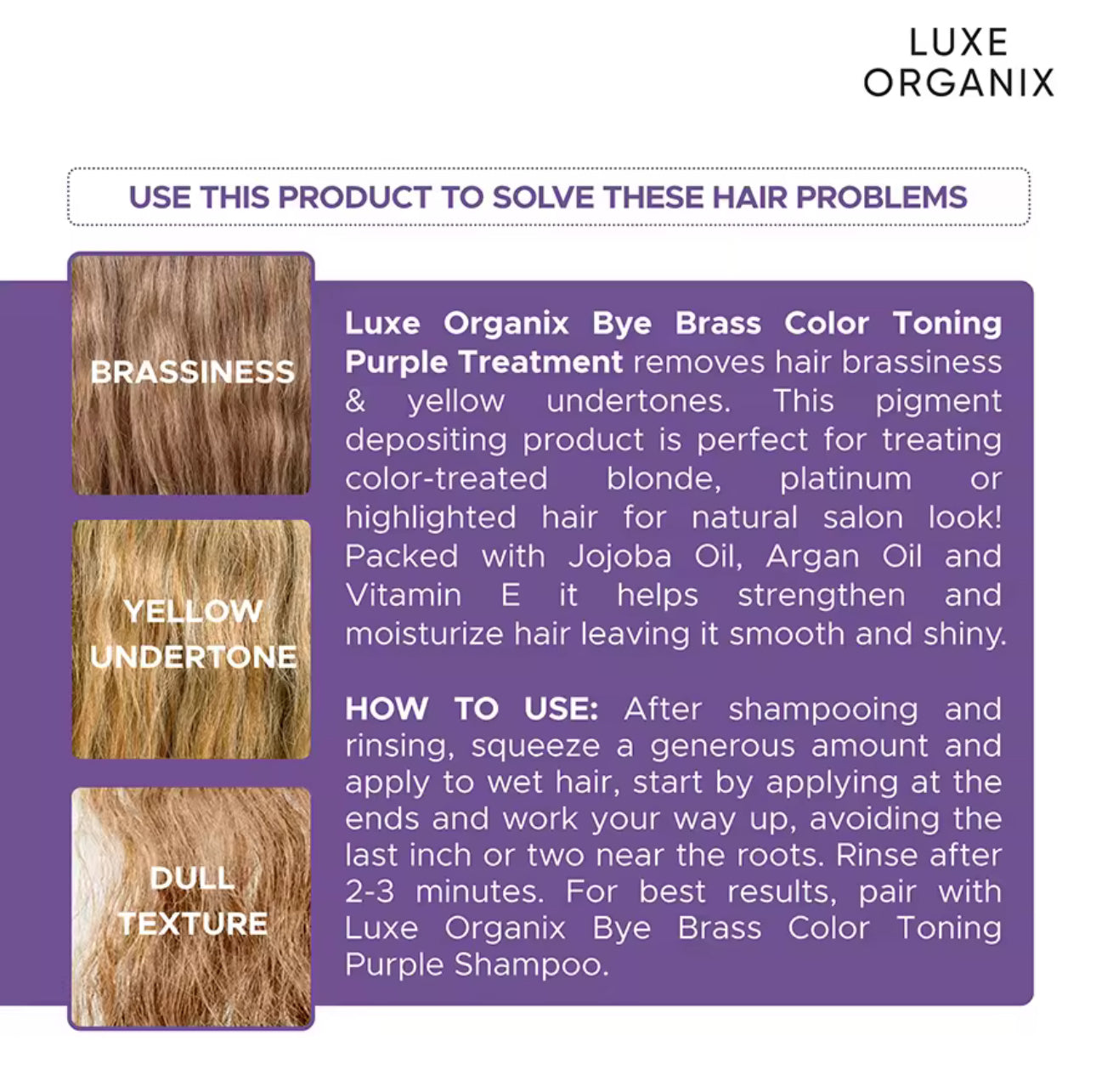 Luxe Organix Bye Brass Purple Conditioner 250ml