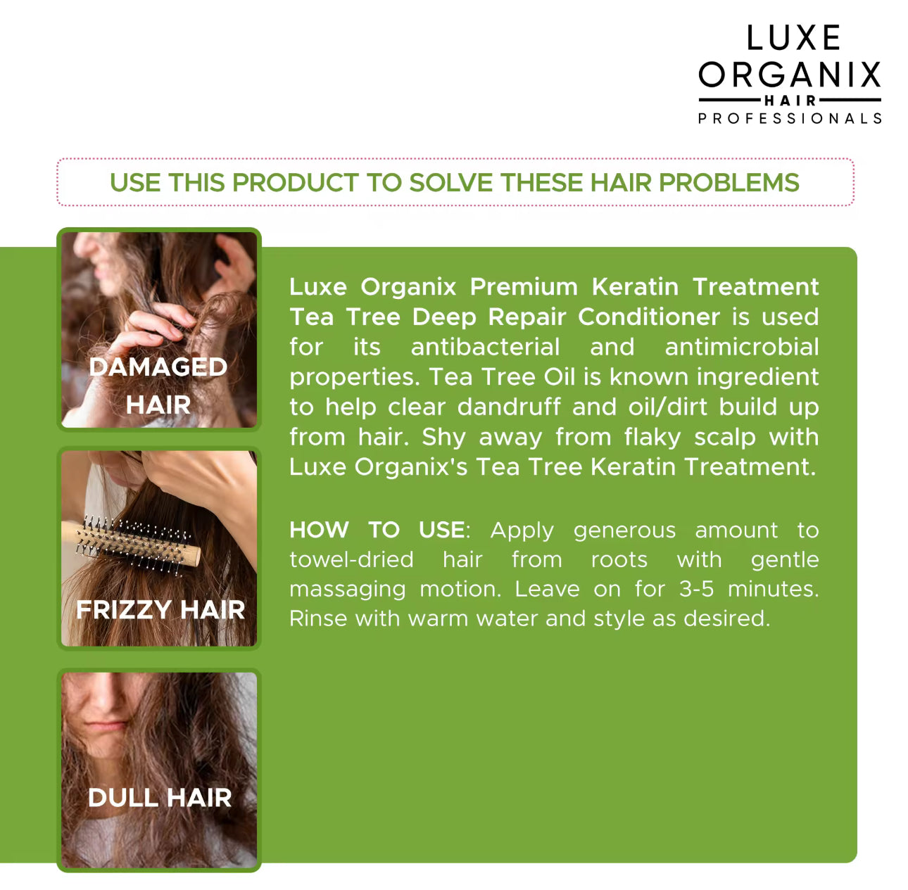LUXE ORGANIX Premium Keratin Tea Tree Treatment Conditioner 250ml