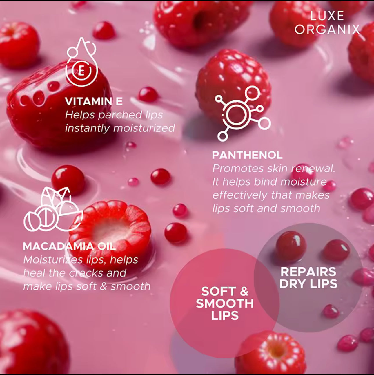 Luxe Organix Panthenol Therapy 24H Lip Serum Tinted Lip Essence 10g