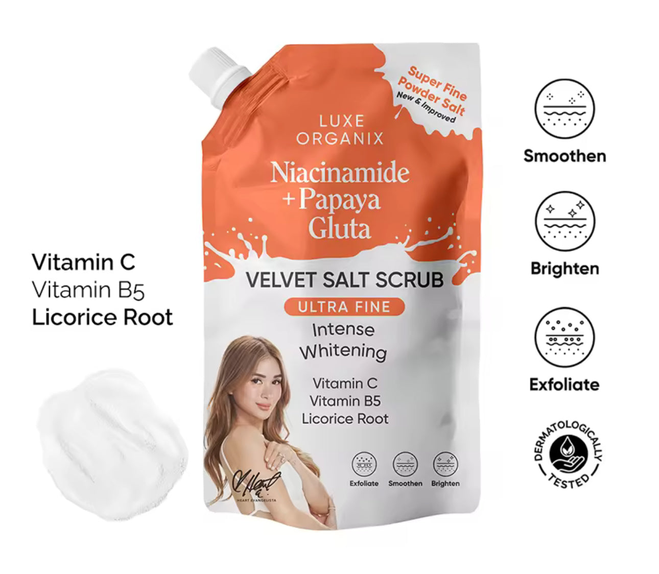 LUXE ORGANIX Niacinamide Plus Papaya Gluta Velvet Salt Scrub 300g