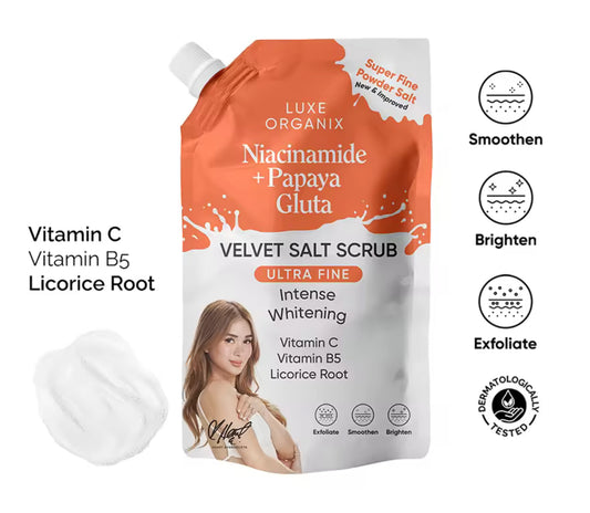 LUXE ORGANIX Niacinamide Plus Papaya Gluta Velvet Salt Scrub 300g