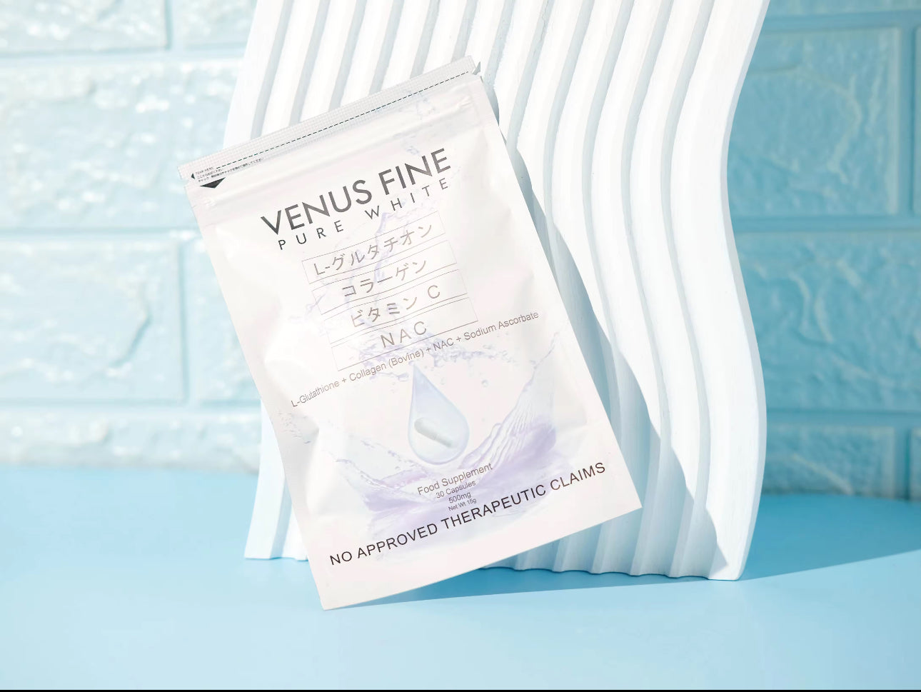 Venus Fine PureWhite 4-in-1  500mg Glutathione and Collagen- For Whitening and Glowing Skin 30 Capsules