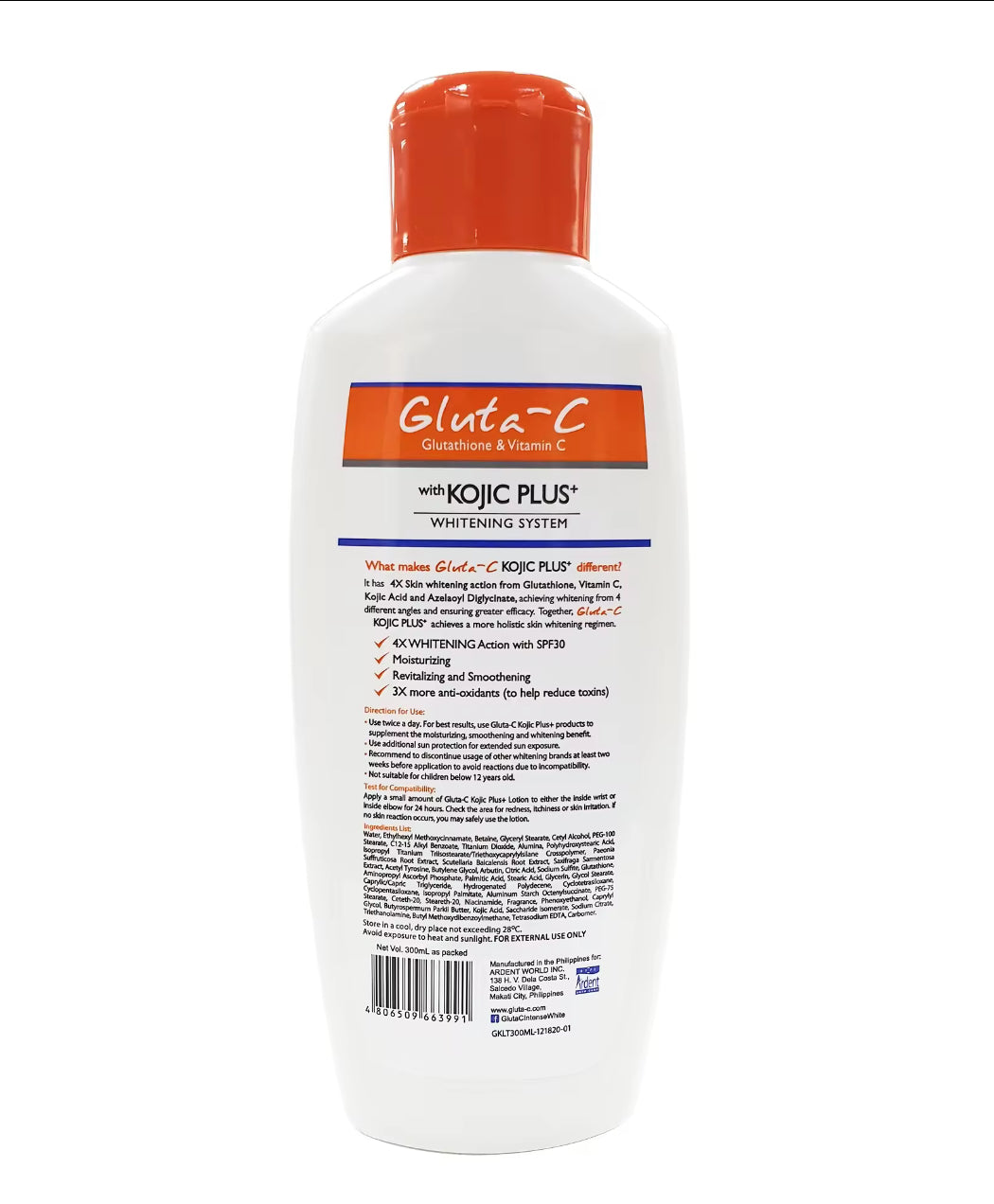 GLUTA C W/ KOJIC PLUS 4x WHITENING 300ml