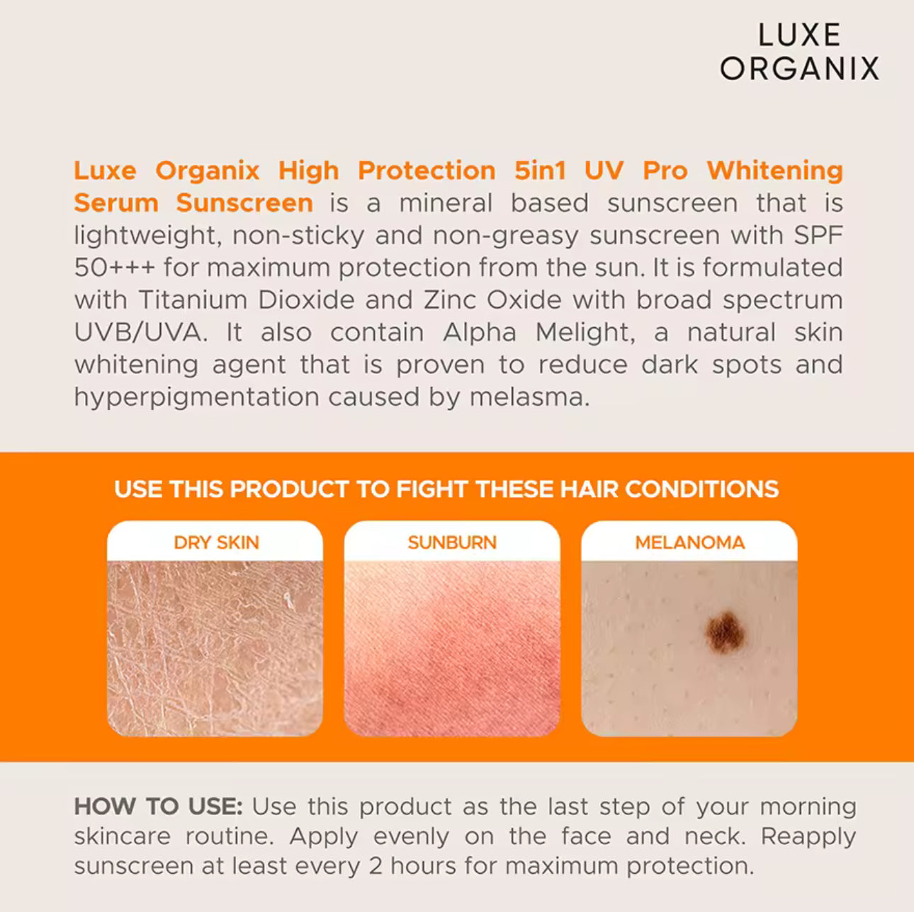 Luxe Organix 5in1 UV Pro Whitening Serum Sunscreen SPF 50 PA+++ 40mL