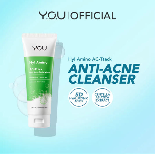 Y.O.U Hy! Amino AC-Ttack Anti-Acne Facial Wash | 5D Hyaluronic Acid | Acne Control Face Wash 100g