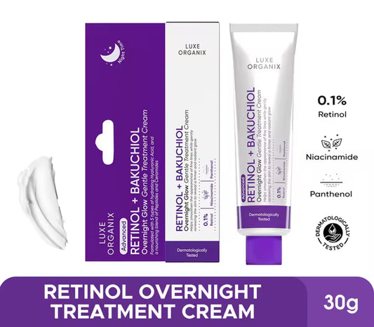 LUXE ORGANIX RETINOL + BAKUCHIOL Overnight Glow Gentle Treatment Cream 30g