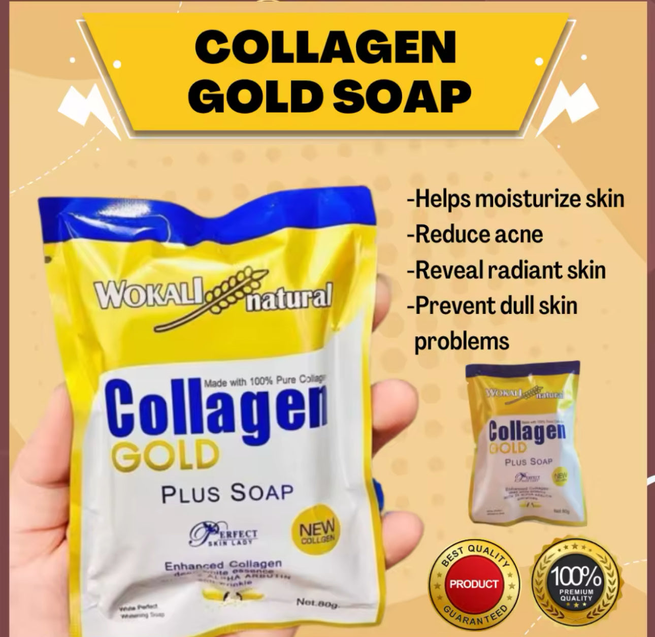 Wokali Natural Collagen Gold Plus Soap 80g product from thailand