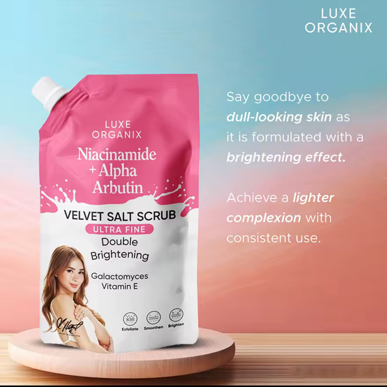 Luxe Organix Niacinamide + Alpha Arbutin Double brightening spa salt 300g