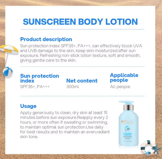 Shawill Niacinamide Whitening Sunscreen Body lotion  SPF35+PA+| 300ml