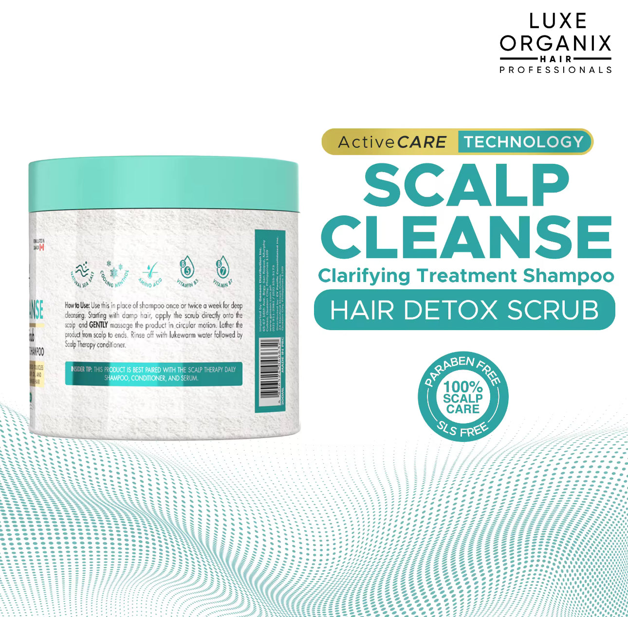 Luxe Organix Scalp Cleanse Hair Detox Scrub Clarifying Treatment Shampoo