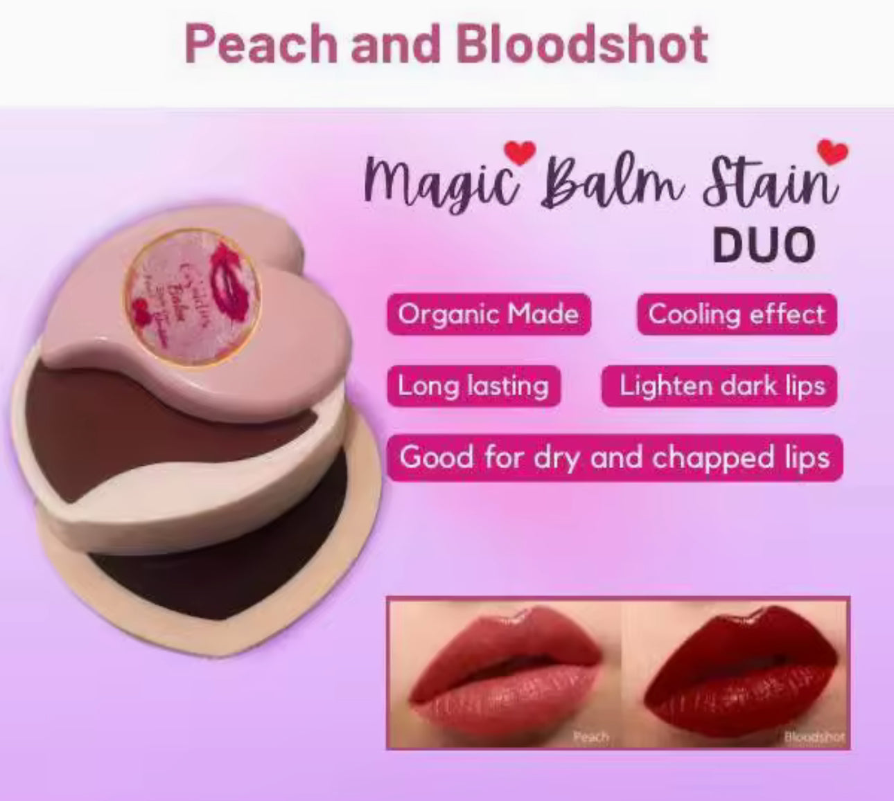 Balm Stain Duo by Cris Cosmetics Peach & Bloodshot