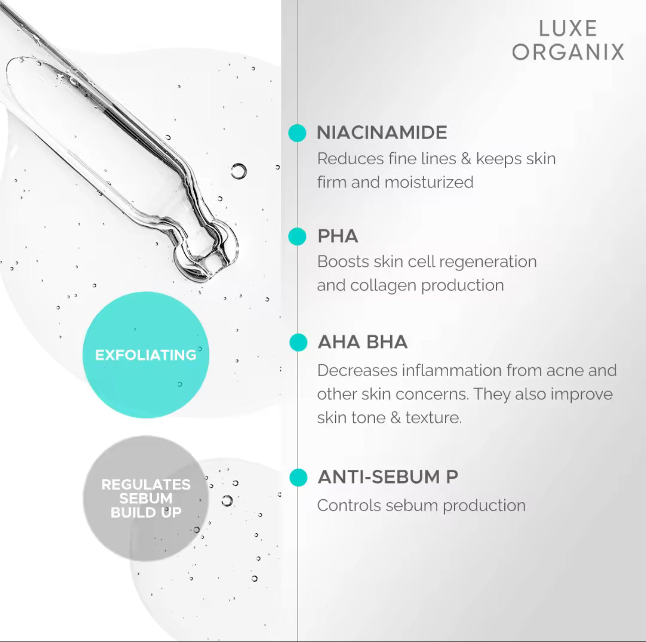 LUXE ORGANIX Miracle Solutions AHA BHA Serum 30ml