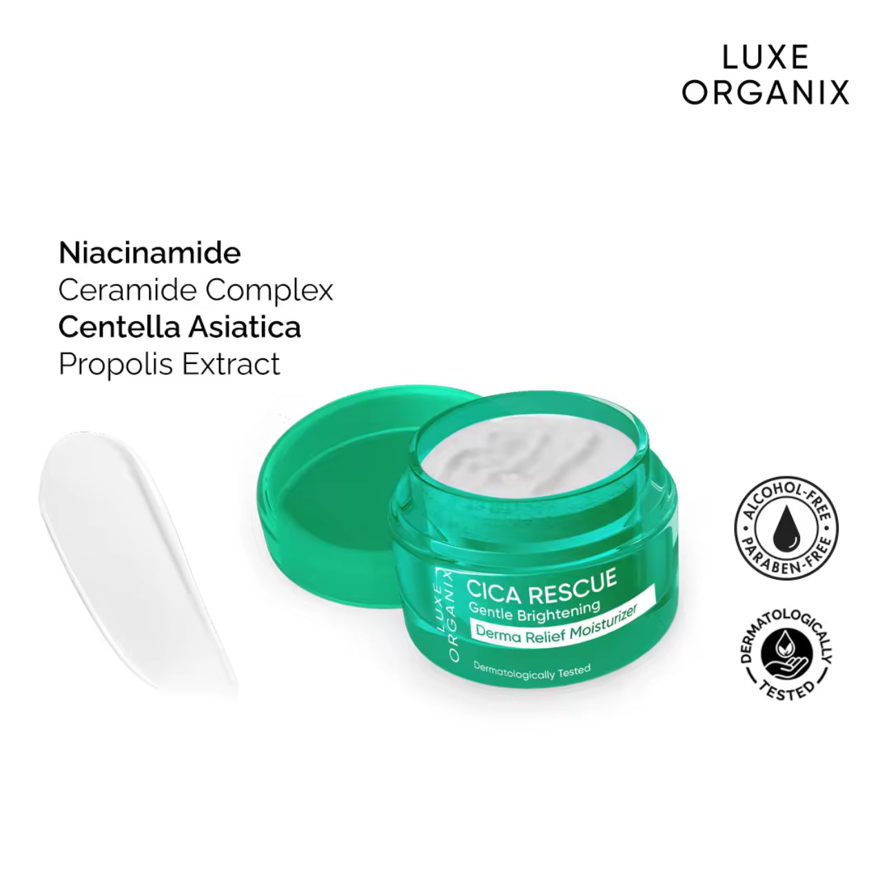 LUXE ORGANIX Cica Rescue Gentle Brightening Derma Relief Moisturizer 50g