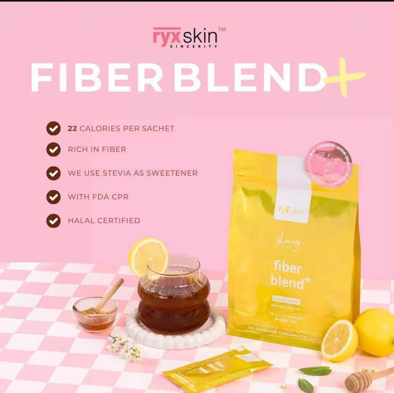 Ryx Skin Fiber Blend + Honey Lemon Powdered Drink