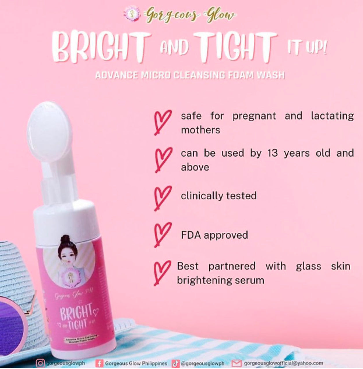 Gorgeous Glow Bright and Tight It Up Foam Wash | 80ml