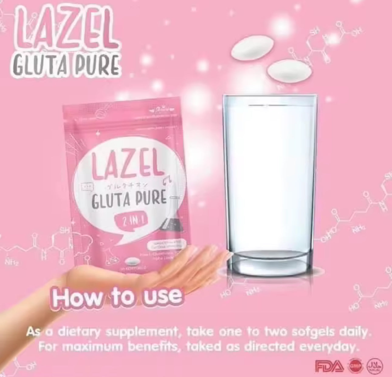 LAZEL GLUTA PURE 2n1 | 30 Softgels| Authentic 💯 from Thailand
