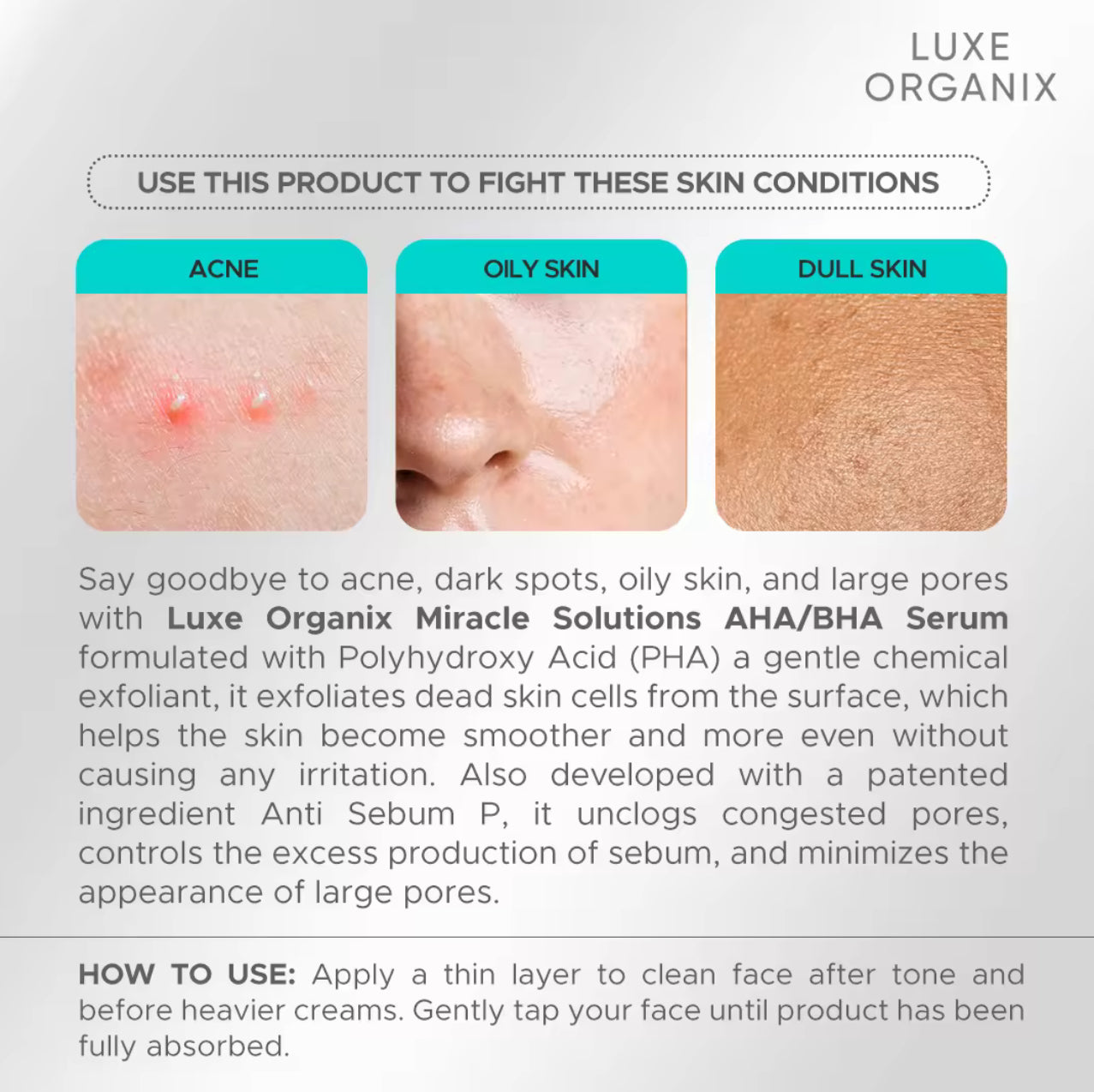 LUXE ORGANIX Miracle Solutions AHA BHA Serum 30ml