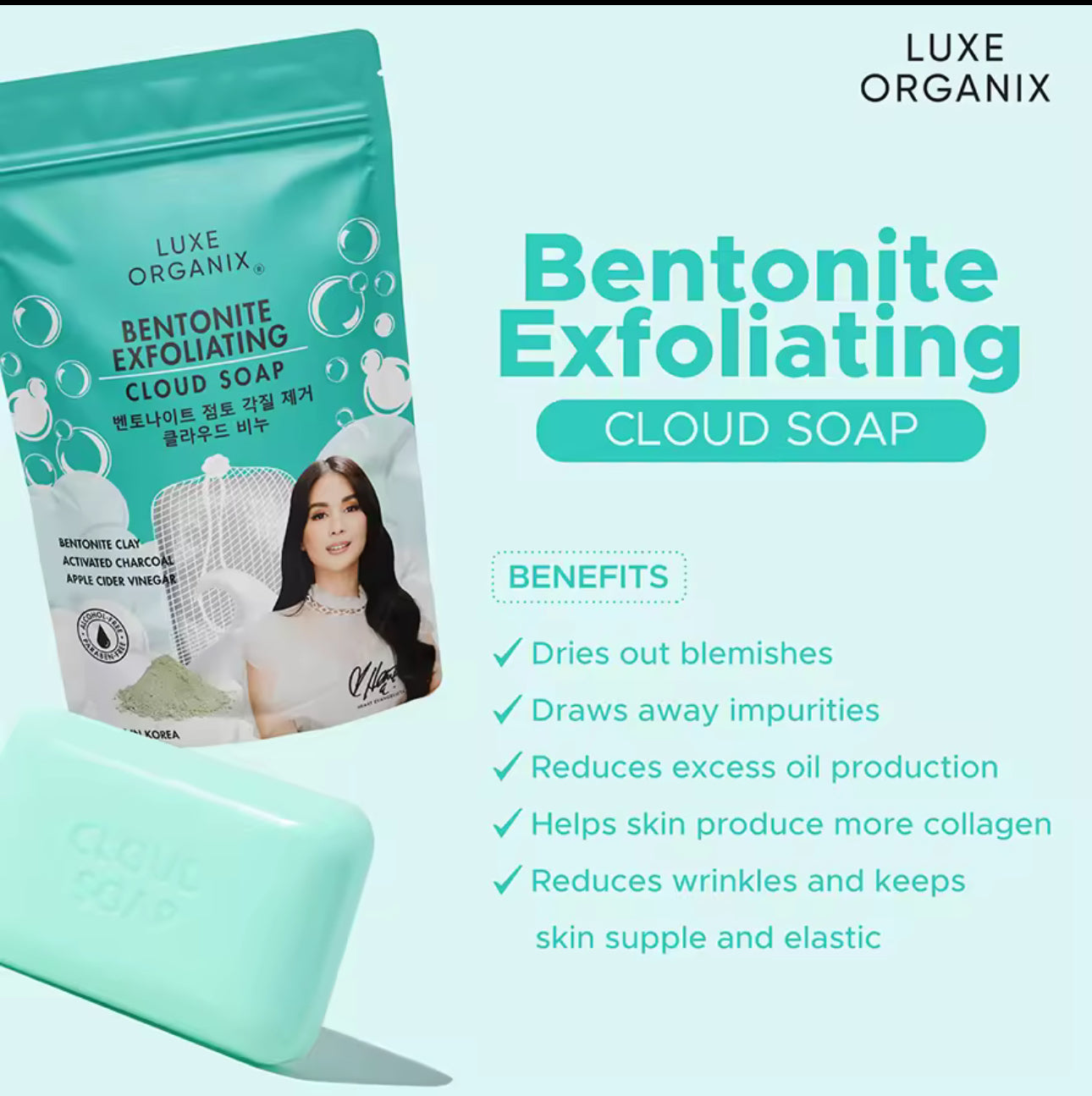 Luxe Organix Niacinamide Bentonite Exfoliating Cloud Soap 180g