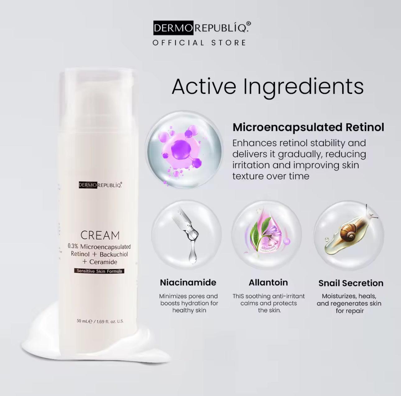 Dermorepubliq 0.3% Microencapsulated Retinol + Backuchiol + Ceramide NP Face Cream