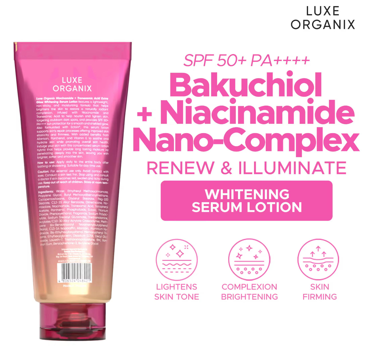 LUXE ORGANIX Luxe Organix Bakuchiol + Niacinamide Nano-Complex Serum Lotion SPF 50 200ml