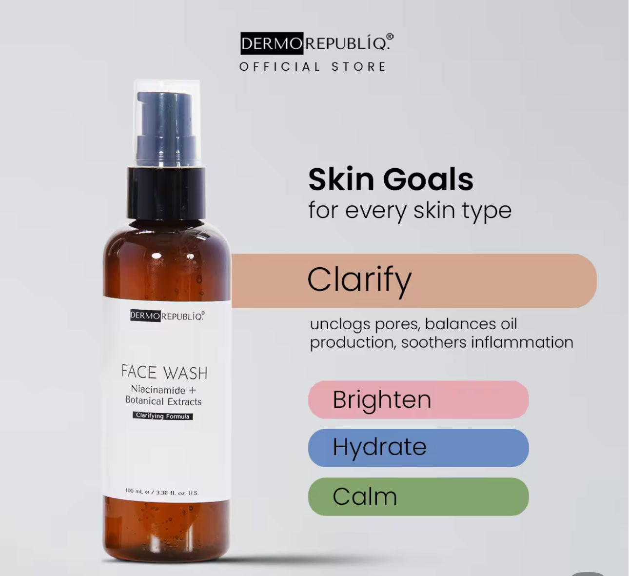 Dermorepubliq Clarifying Gentle Face Wash Niacinamide + Botanical Extracts | 100ml