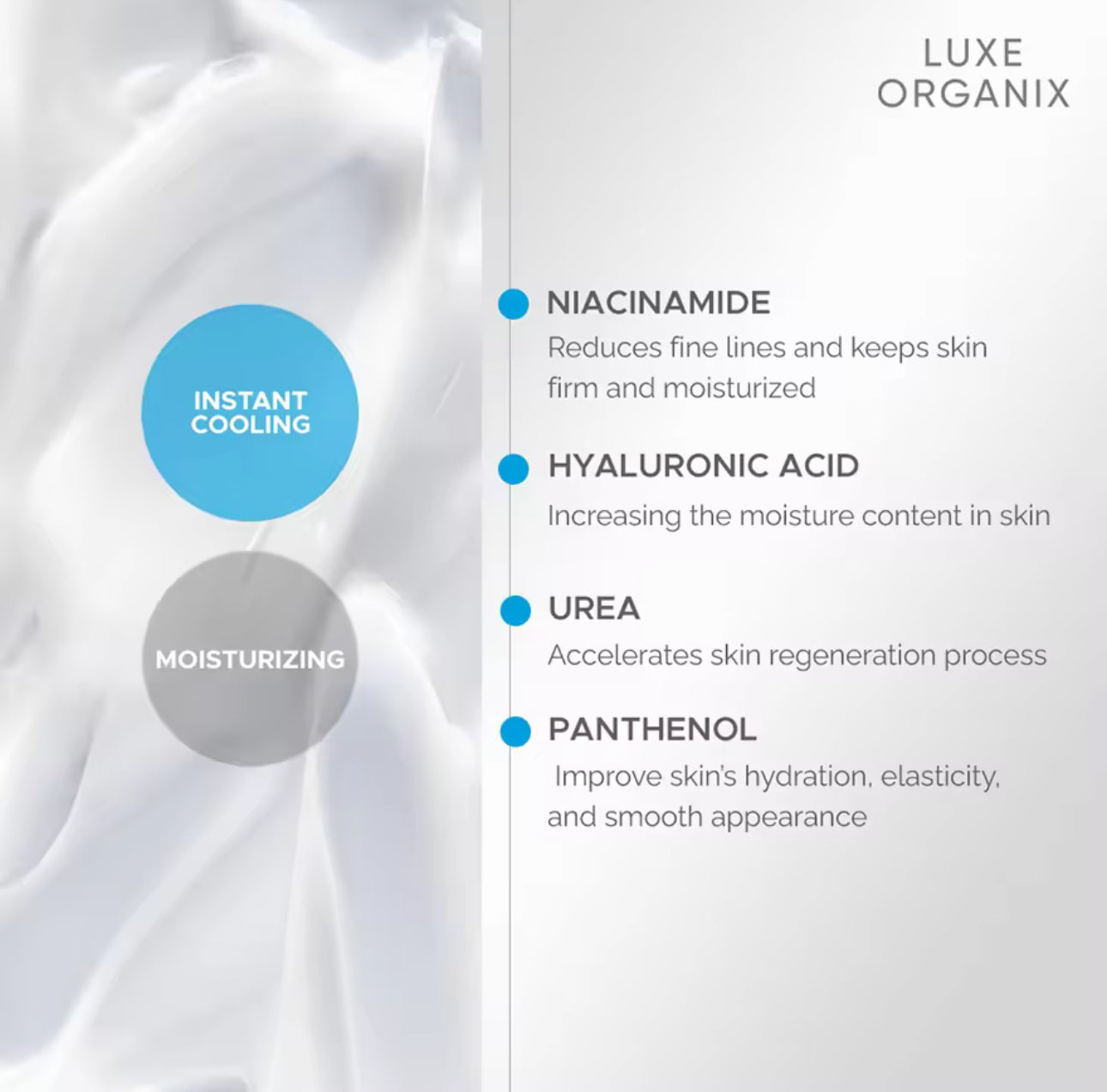 LUXE ORGANIX Hyaluron White Double Collagen Hydra-Cooling Moisturizer 50g