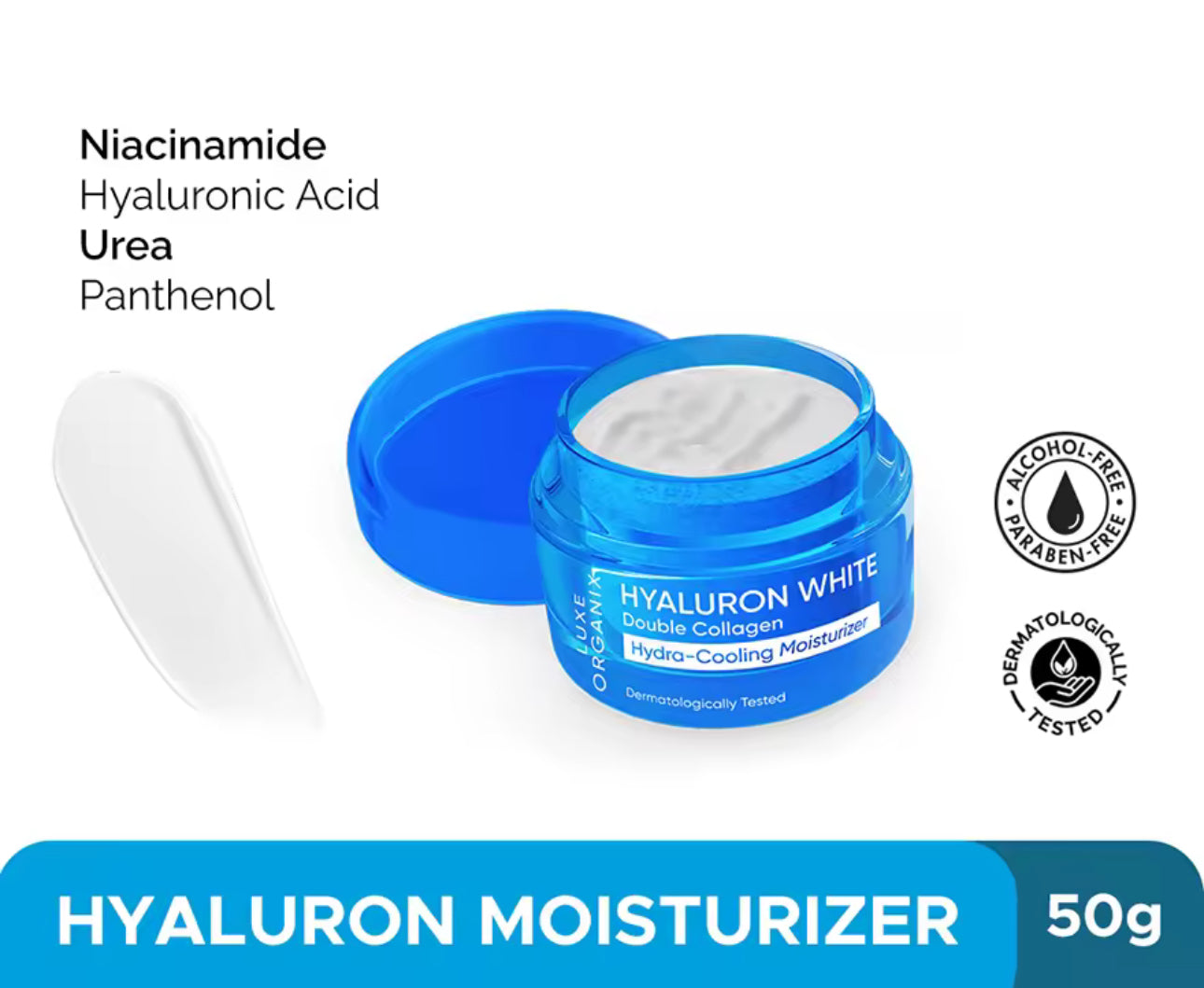 LUXE ORGANIX Hyaluron White Double Collagen Hydra-Cooling Moisturizer 50g