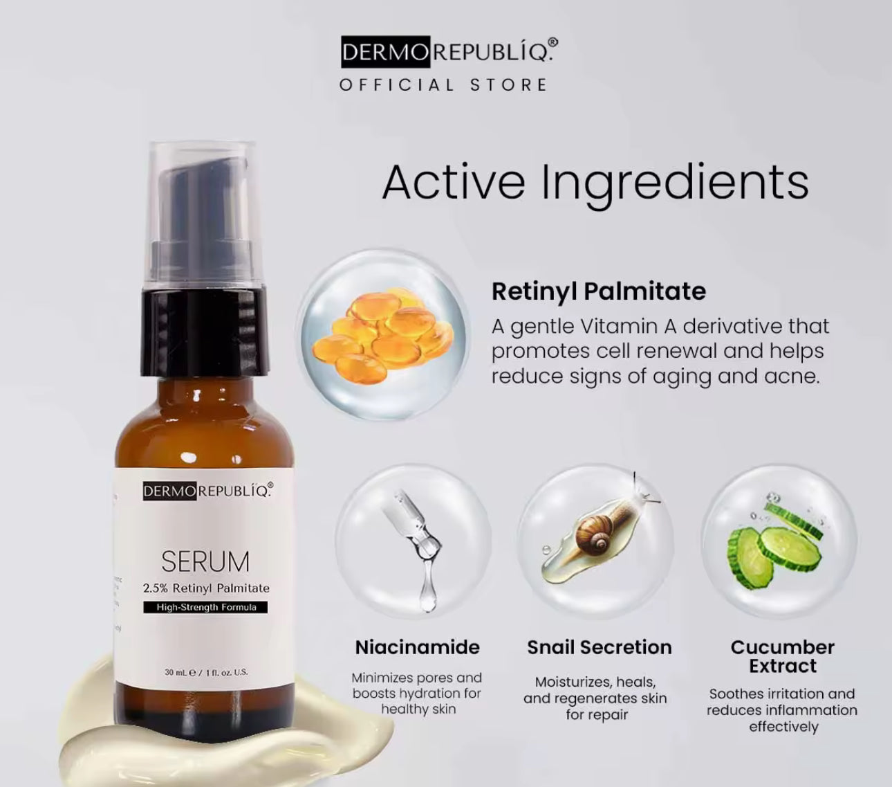 Dermorepubliq 2.5% Retinyl Palmitate Serum High-Strength Formula