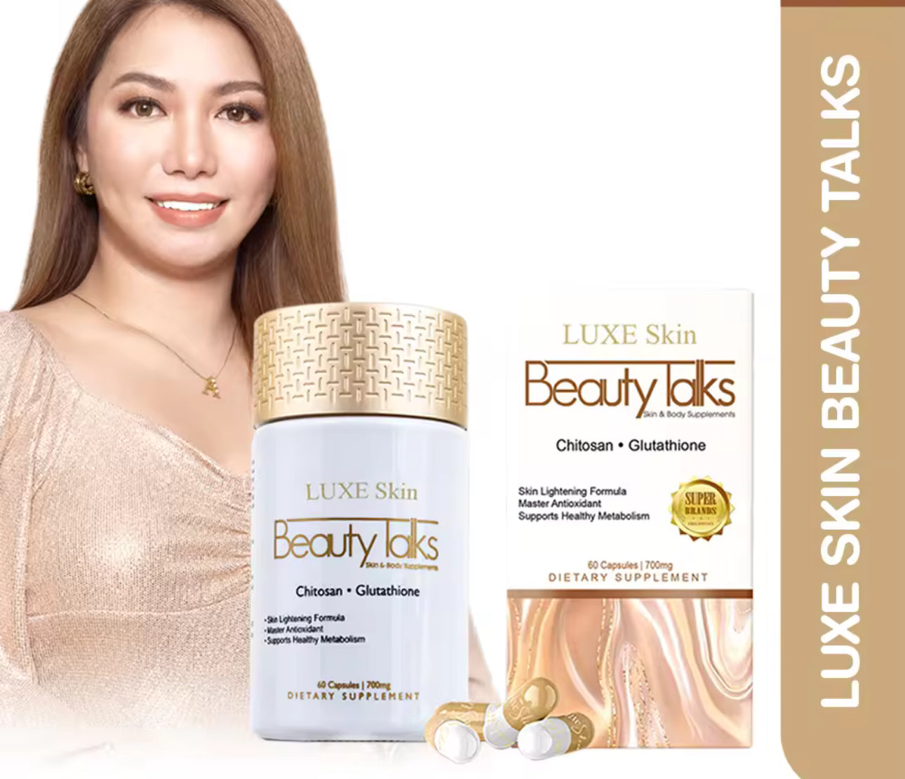 Luxe Slim Beauty Talks 60 Capsules| Chitosan+Glutathione
