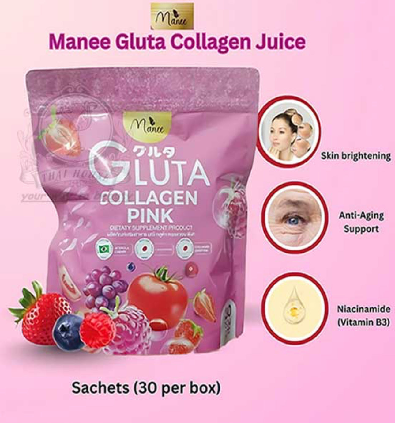 Manee Gluta Collagen Pink  |30sachet | 💯 Authentic from Thailand 🇹🇭